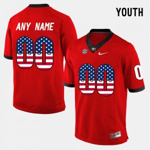 US Flag Fashion #00 Kids Red UGA Custom Jersey 448244-283
