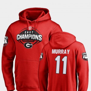 Red For Men's #11 2018 SEC East Division Champions Aaron Murray UGA Hoodie Football 253142-777