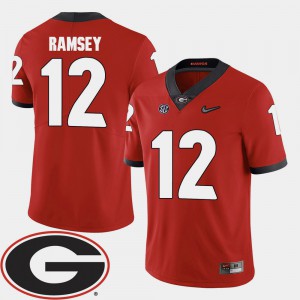Red For Men's College Football #12 Brice Ramsey UGA Jersey 2018 SEC Patch 463606-813