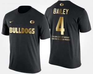 #4 Champ Bailey UGA T-Shirt Gold Limited Black For Men's Short Sleeve With Message 324648-384