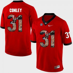 Chris Conley UGA Jersey For Men Red #31 Pictorial Fashion 309543-540