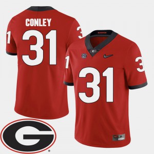 #31 For Men's College Football Red 2018 SEC Patch Chris Conley UGA Jersey 314146-772