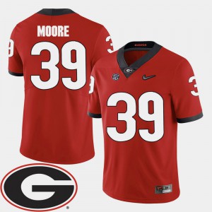 Red For Men's College Football #39 Corey Moore UGA Jersey 2018 SEC Patch 353881-874