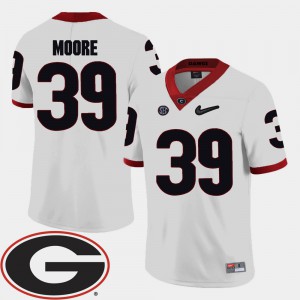 Men's #39 2018 SEC Patch College Football White Corey Moore UGA Jersey 198774-186