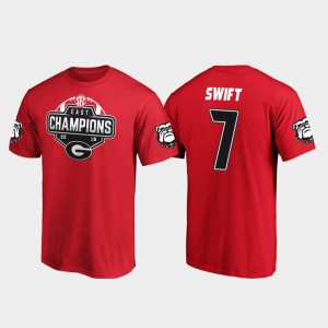 Red 2019 SEC East Football Division Champions For Men #7 D'Andre Swift UGA T-Shirt 456758-798