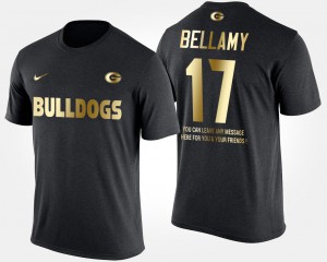 #17 Gold Limited Davin Bellamy UGA T-Shirt Black Short Sleeve With Message Men 733965-782