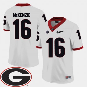 College Football #16 Isaiah McKenzie UGA Jersey Mens White 2018 SEC Patch 375552-508