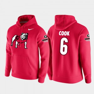Vault Logo Club Mens #6 College Football Pullover James Cook UGA Hoodie Red 906346-310