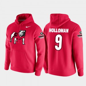 For Men's Red College Football Pullover Vault Logo Club Jeremiah Holloman UGA Hoodie #9 620295-831