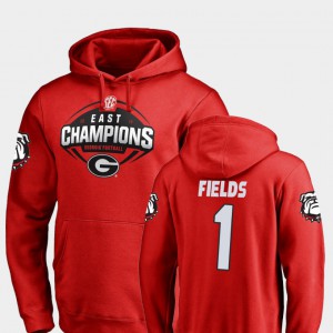 For Men's Football 2018 SEC East Division Champions Justin Fields UGA Hoodie #1 Red 145062-348