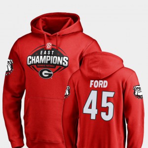 For Men's 2018 SEC East Division Champions Football #45 Luke Ford UGA Hoodie Red 261549-931