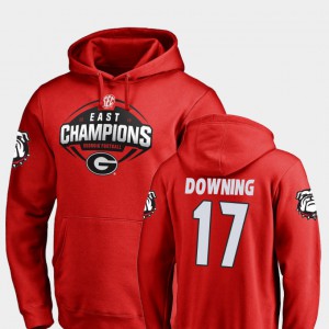 2018 SEC East Division Champions For Men's Football #17 Matthew Downing UGA Hoodie Red 782539-527