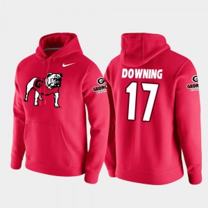 Vault Logo Club #17 Red College Football Pullover Matthew Downing UGA Hoodie For Men's 582279-415
