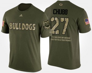 Military Short Sleeve With Message Nick Chubb UGA T-Shirt #27 For Men's Camo 205080-267