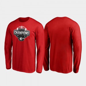Red Long Sleeve UGA T-Shirt 2019 SEC East Football Division Champions Mens 380658-245