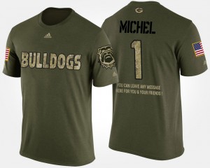 Sony Michel UGA T-Shirt Camo Military #1 Short Sleeve With Message Men 355358-322