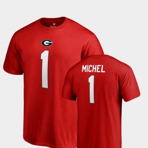Sony Michel UGA T-Shirt For Men College Legends Name & Number #1 Red 481167-555