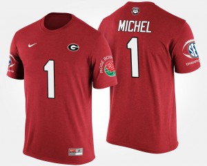 Sony Michel UGA T-Shirt Mens Southeastern Conference Rose Bowl Bowl Game #1 Red 463884-367