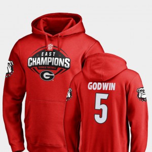 #5 Football Men 2018 SEC East Division Champions Red Terry Godwin UGA Hoodie 753354-696