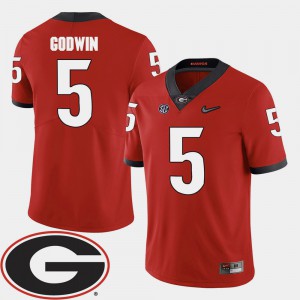 College Football Terry Godwin UGA Jersey Mens Red #5 2018 SEC Patch 897019-805