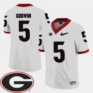 For Men's White Terry Godwin UGA Jersey #5 College Football 2018 SEC Patch 971610-807