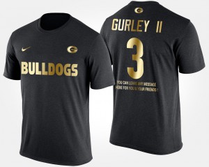 Short Sleeve With Message Todd Gurley II UGA T-Shirt Black #3 For Men's Gold Limited 391764-826