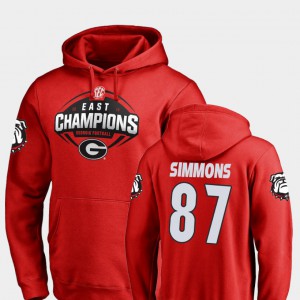 Tyler Simmons UGA Hoodie Mens Football #87 2018 SEC East Division Champions Red 850746-781