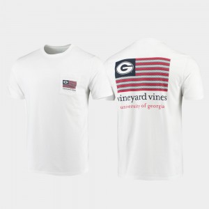 White Americana Flag UGA T-Shirt Vineyard Vines Men's 234185-713
