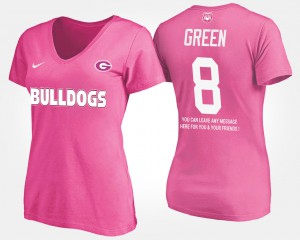 A.J. Green UGA T-Shirt With Message For Women's #8 Pink 852672-840
