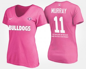 Pink For Women's Aaron Murray UGA T-Shirt #11 With Message 620627-365