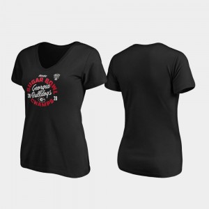 Womens 2020 Sugar Bowl Champions Black UGA T-Shirt Curl V-Neck 390892-596