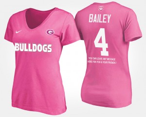 Champ Bailey UGA T-Shirt Ladies Pink #4 With Message 314174-820
