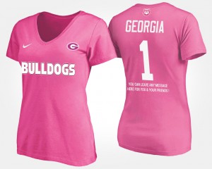 UGA T-Shirt #1 Pink No.1 Short Sleeve With Message Women 441546-265