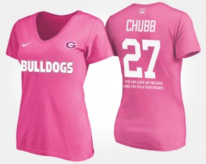 Pink With Message Nick Chubb UGA T-Shirt #27 For Women's 985864-599