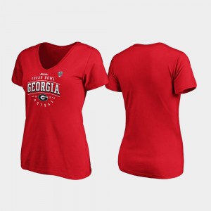 Tackle V-Neck 2020 Sugar Bowl Bound Red Women's UGA T-Shirt 285401-924