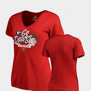 Womens Red 2019 Sugar Bowl Bound UGA T-Shirt Dime V-Neck 432294-723