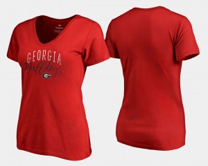 V-Neck Red UGA T-Shirt Ladies Graceful 870027-993
